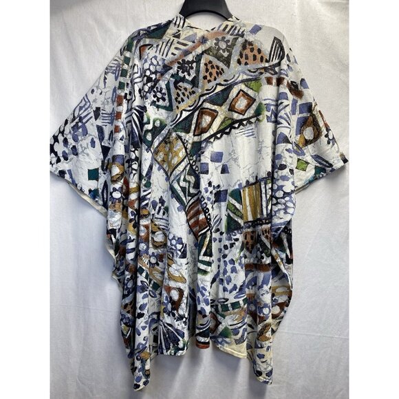 Chico's Sequins Embellished Cover Up Kimono Women OneSize Ivory Multicolor Used - Picture 4 of 16